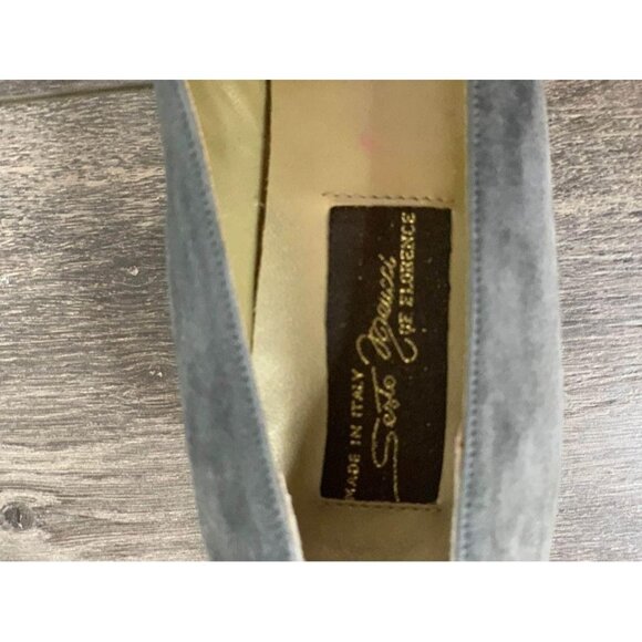 💰BOGO💰Vintage Sesto Meucci Italian Gray Suede Dress Shoes with Gold Strap Acro - Picture 3 of 4
